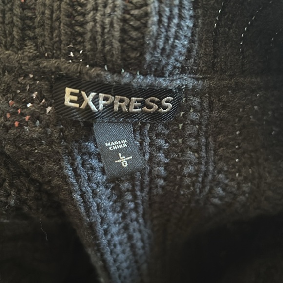 Express Gray Cotton Blend Knit Belted Duster Cardigan Size Large - Picture 12 of 13